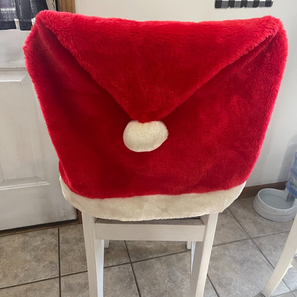 Vintage Velour Santa Hat Chair Covers